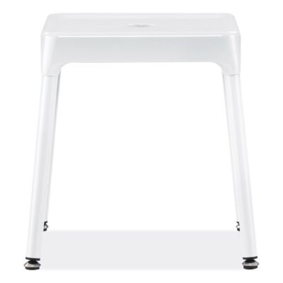 Steel Guest Stool, Backless, Supports Up to 275 lb, 15″ to 15.5″ Seat Height, White Seat/Base, Ships in 1-3 Business Days
