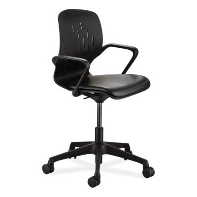 Shell Desk Chair, Supports Up to 275 lb, 17″ to 20″ Seat Height, Black Seat/Back, Black Base, Ships in 1-3 Business Days