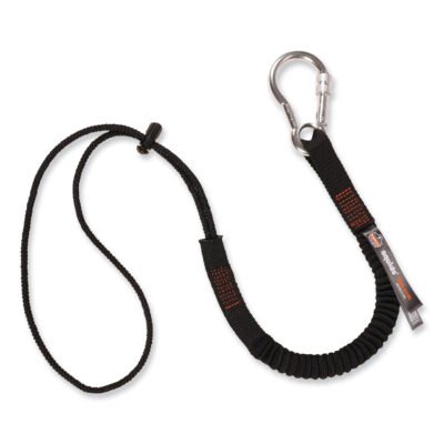 Squids 3105 Tool Lanyard w/Aluminum Carabiner+Cinch-Loop, 15lb Max Work Cap,32″ to 48″,Black,10/PK,Ships in 1-3 Business Days