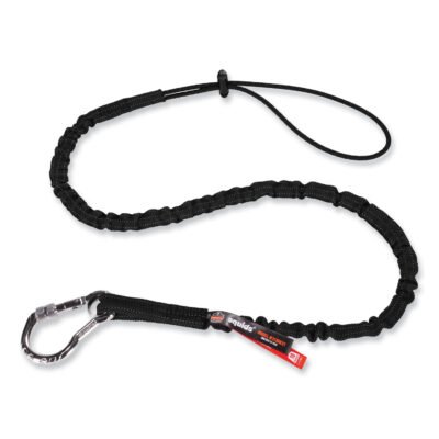 Squids 3100 Lanyard w/Aluminum Carabiner + Cinch-Loop, 10 lb Max Work Capacity, 42″ to 54″, Black, Ships in 1-3 Business Days