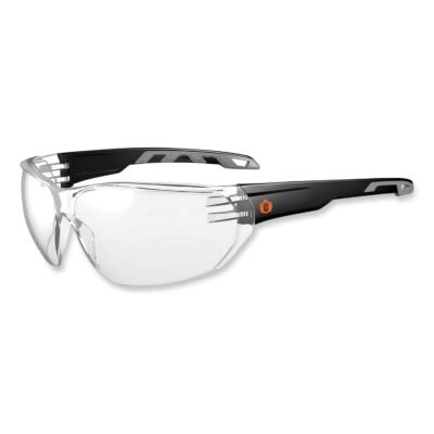 Skullerz Vali Frameless Safety Glasses, Black Nylon Impact Frame, Anti-Fog Clear Polycarb Lens, Ships in 1-3 Business Days