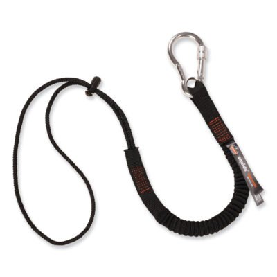Squids 3105 Tool Lanyard w/Aluminum Carabiner+Cinch-Loop, 15lb Max Work Cap, 32″ to 48″, BK,100/PK,Ships in 1-3 Business Days