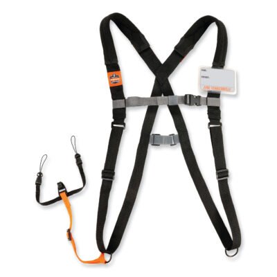 Squids 3138 Padded Barcode Scanner Lanyard Harness, 33″ Arm Straps,18.5″ Lanyard,Black/Orange/Gray,Ships in 1-3 Business Days