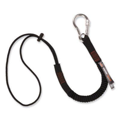Squids 3105 Tool Lanyard w/Aluminum Carabiner+Cinch-Loop, 15 lb Max Work Cap, 32″ to 48″, Black, Ships in 1-3 Business Days