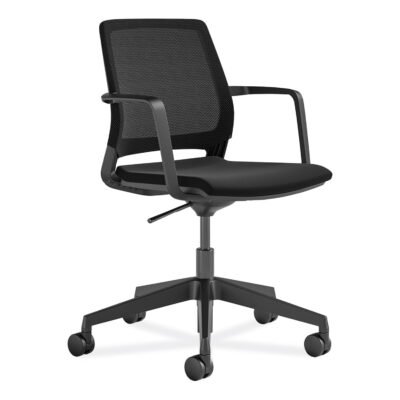 Medina Conference Chair, Supports Up to 300 lb, 17″ to 22″ Seat Height, Black Seat/Back/Base, Ships in 1-3 Business Days
