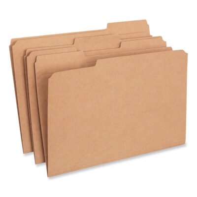 Reinforced Kraft Top Tab File Folders, 1/3-Cut Tabs: Assorted, Legal Size, 0.75″ Expansion, Brown, 100/Box