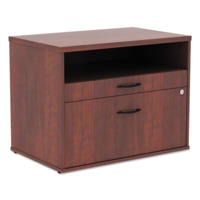 Alera Open Office Desk Series Low File Cabinet Credenza, 2-Drawer: Pencil/File, Legal/Letter, 1 Shelf,Cherry,29.5×19.13×22.88