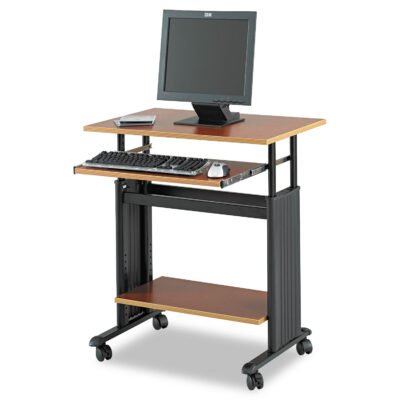Muv 28″ Adjustable-Height Desk, 29.5″ x 22″ x 29″ to 34″, Cherry/Black
