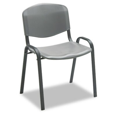 Stacking Chair, Supports Up to 250 lb, 18″ Seat Height, Charcoal Seat, Charcoal Back, Black Base, 4/Carton