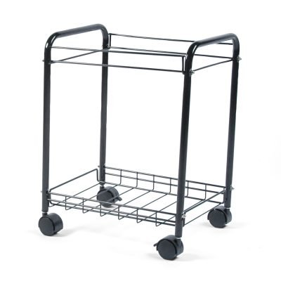 Desk Side File Cart, Metal, 1 Shelf, 1 Bin, 17.5″ x 13″ x 22″, Black