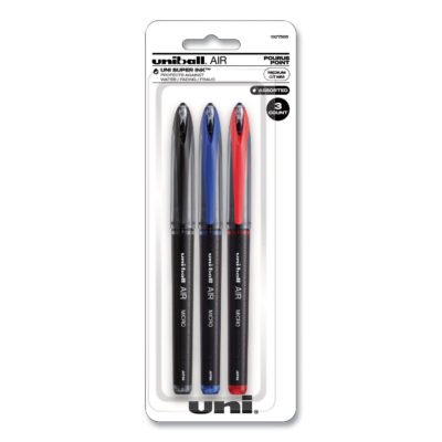AIR Porous Gel Pen, Stick, Medium 0.7 mm, Assorted Ink Colors, Black Barrel, 3/Pack