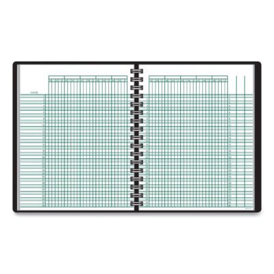 Undated Class Record Book, Nine to 10 Week Term: Two-Page Spread (35 Students), 10.88 x 8.25, Black Cover