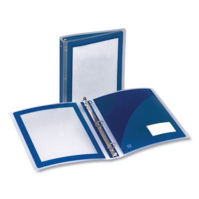 Flexi-View Binder with Round Rings, 3 Rings, 1.5″ Capacity, 11 x 8.5, Navy Blue