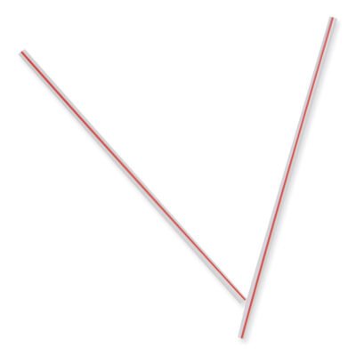 Unwrapped Hollow Stir-Straws, 5.5″, Plastic, White/Red Stripe, 1,000/Box, 10 Boxes/Carton