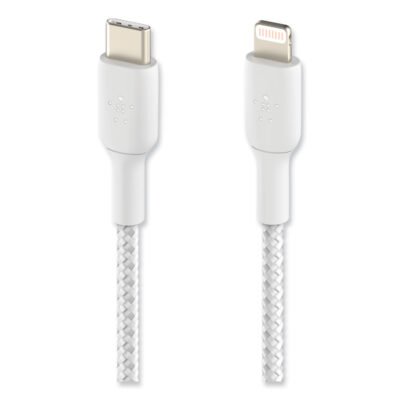BOOST CHARGE Braided Apple Lightning to USB-C ChargeSync Cable, 3.3 ft, White