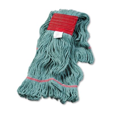 Super Loop Wet Mop Head, Cotton/Synthetic Fiber, 5″ Headband, Large Size, Green, 12/Carton