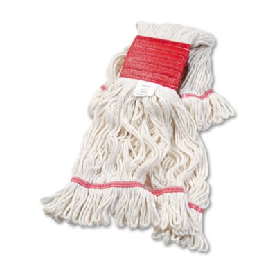 Super Loop Wet Mop Head, Cotton/Synthetic Fiber, 5″ Headband, Large Size, White, 12/Carton